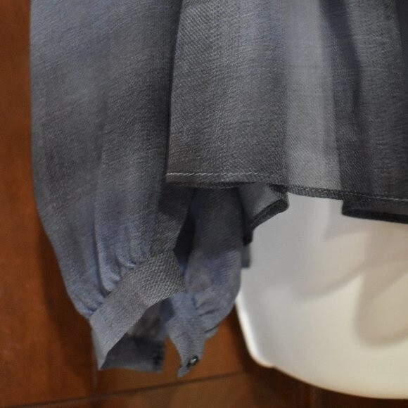 Rebecca Taylor Plaid Silk Blouse Size 4 Long Sleeve Sheer V-neck New - Picture 11 of 15